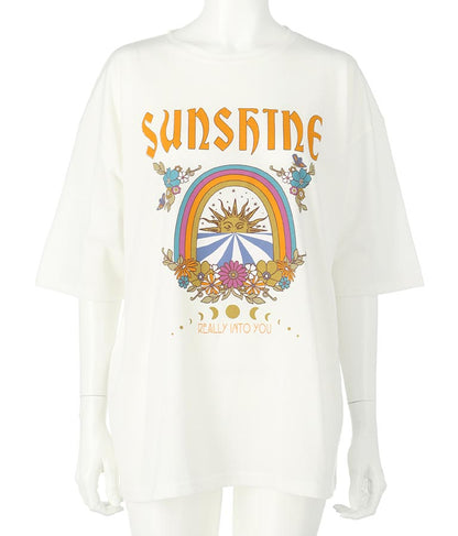SUN&FLOWER プリント 半袖 ビッグ Tシャツ 853-5870