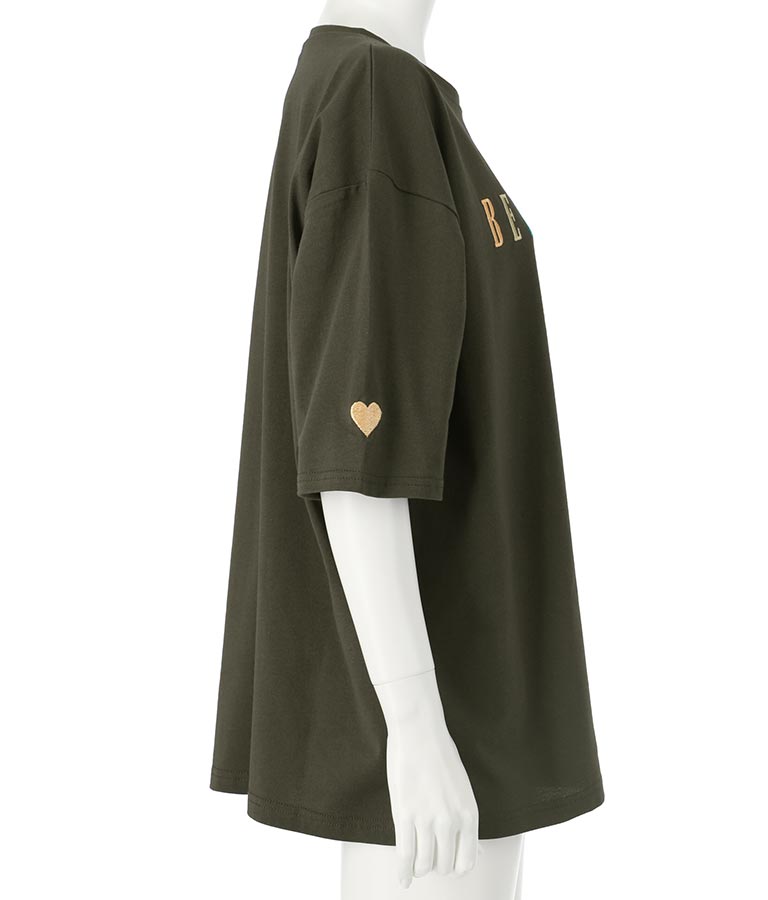 カラフル刺繍 ハートポイント コットン ビッグ Tシャツ 853-5862