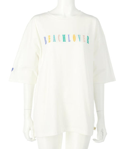 カラフル刺繍 ハートポイント コットン ビッグ Tシャツ 853-5862