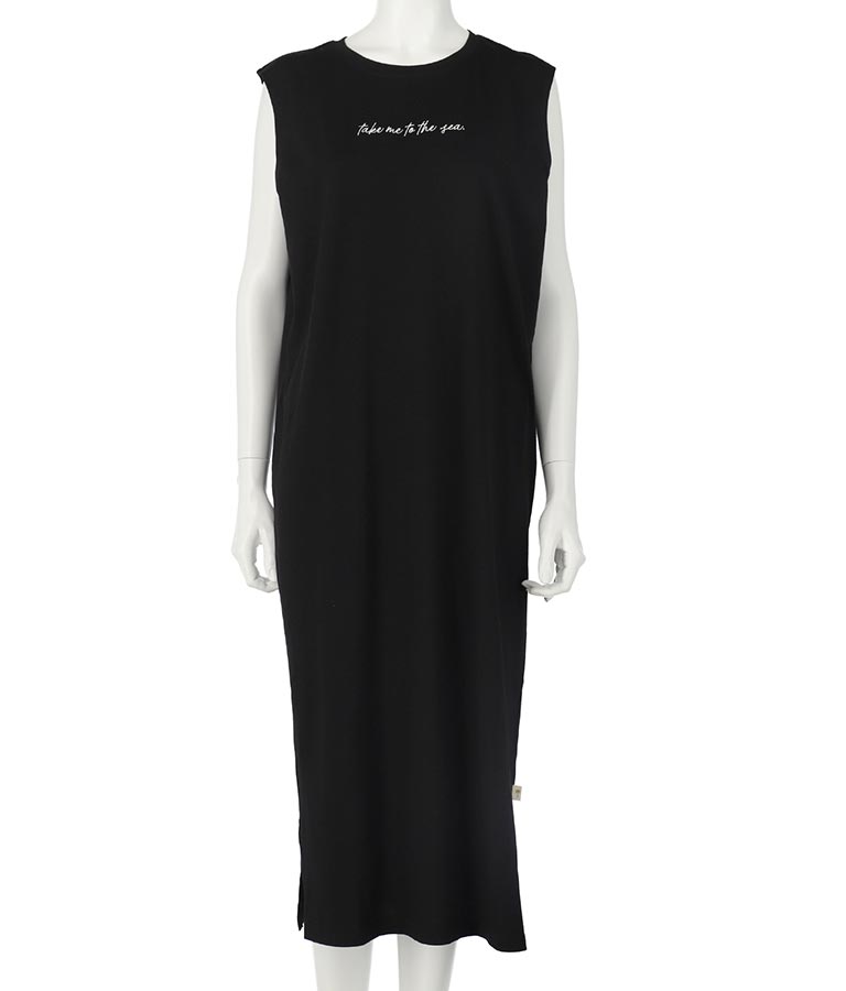 メッセージ 刺繍 ノースリーブ マキシ ワンピース 857-5871