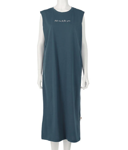 メッセージ 刺繍 ノースリーブ マキシ ワンピース 857-5871