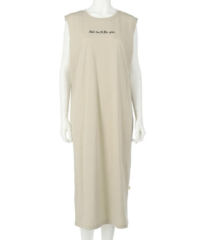 メッセージ 刺繍 ノースリーブ マキシ ワンピース 857-5871