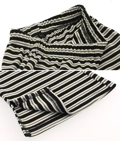 ワッフル ボーダー ソフト フレア リラックス パンツ 852-5888