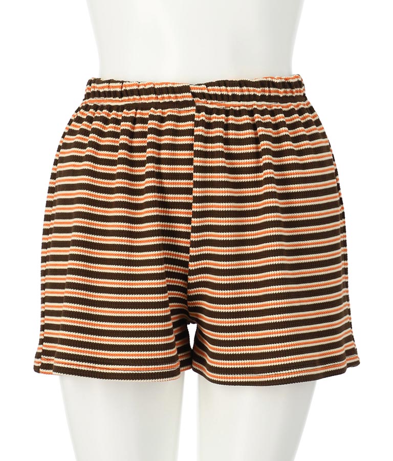 ワッフル ボーダー ソフト フレア ショートパンツ 852-5889