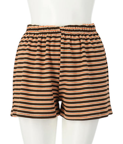 ワッフル ボーダー ソフト フレア ショートパンツ 852-5889