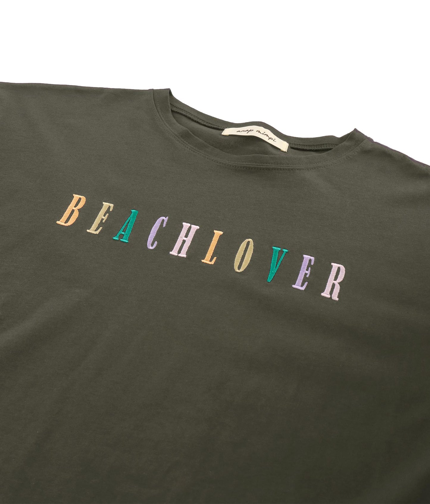 カラフル刺繍 ハートポイント コットン ビッグ Tシャツ 853-5862