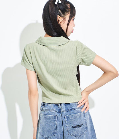 ビスチェ 見え エリ付き トップス