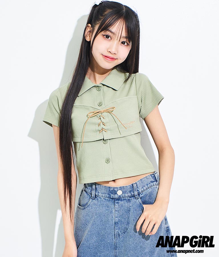 ビスチェ 見え エリ付き トップス 913-7511