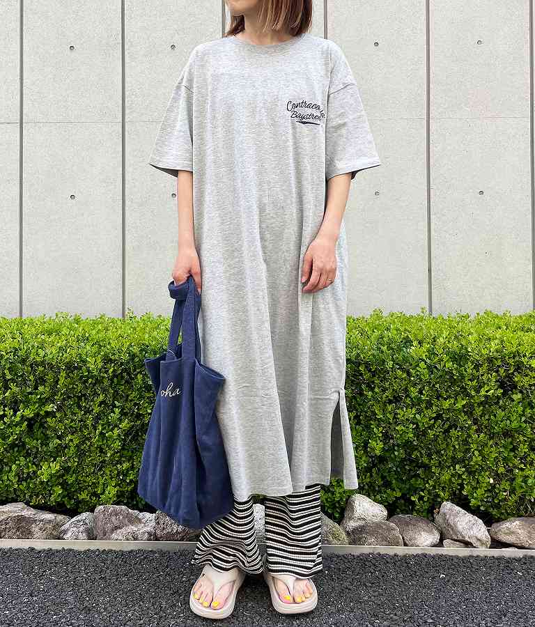 ワッフル ボーダー ソフト フレア リラックス パンツ 852-5888