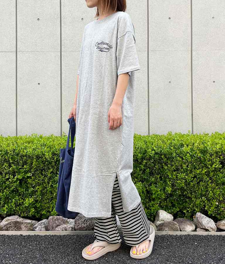 ワッフル ボーダー ソフト フレア リラックス パンツ 852-5888