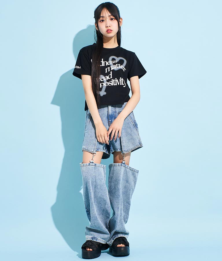 ハート スプレー メッセージ プリント Tシャツ