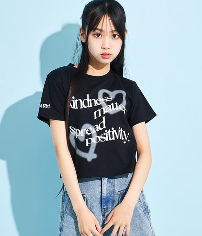 ハート スプレー メッセージ プリント Tシャツ 913-7496