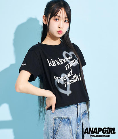 ハート スプレー メッセージ プリント Tシャツ 913-7496