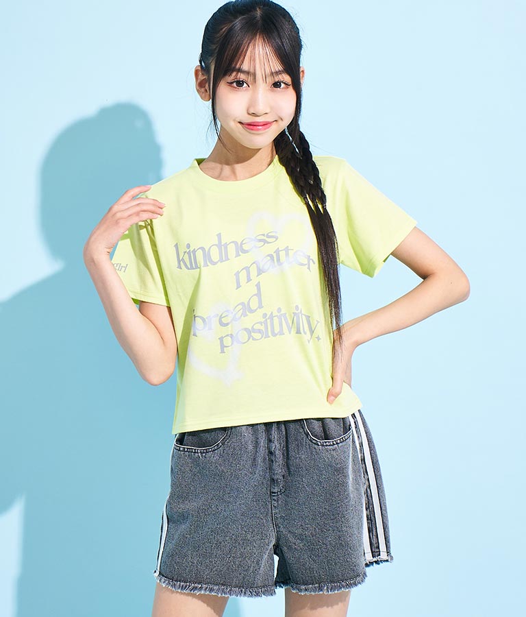 ハート スプレー メッセージ プリント Tシャツ 913-7496