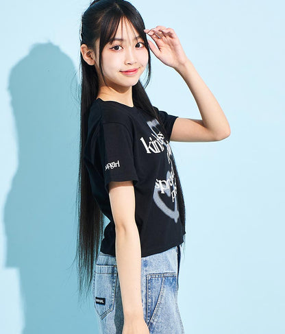 ハート スプレー メッセージ プリント Tシャツ 913-7496