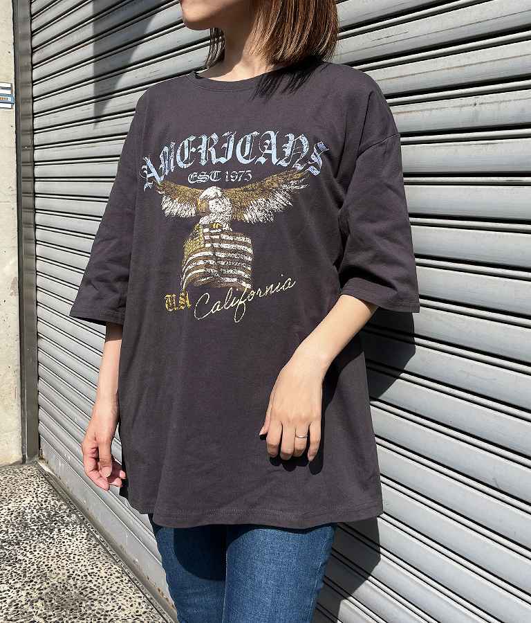 イーグル プリント コットン ビッグ Tシャツ 853-5861