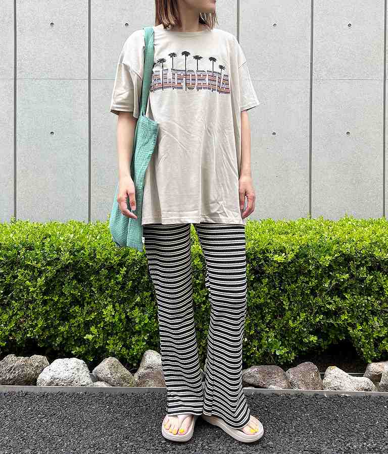 CALIFORNIA ボーダー パームツリー 半袖 ビッグ Tシャツ 853-5868