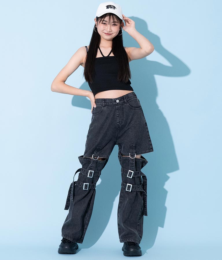 4WAY ジップ 付き セパレート デニム ワイド パンツ 912-7215