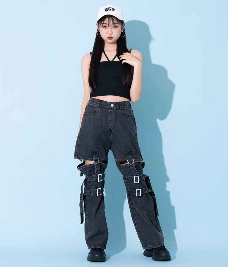 4WAY ジップ 付き セパレート デニム ワイド パンツ 912-7215