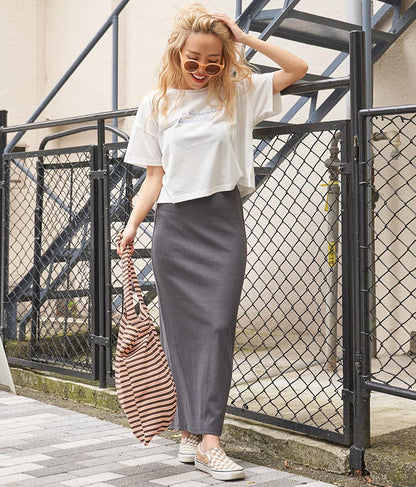 バック スリット リブ ロング スカート 852-5885