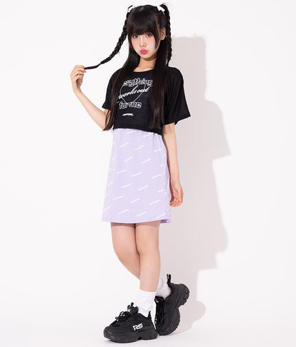 シアー トップス × ロゴ 柄 タンク ワンピース SET 918-7498