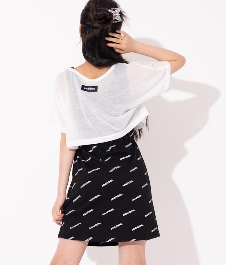 シアー トップス × ロゴ 柄 タンク ワンピース SET 918-7498