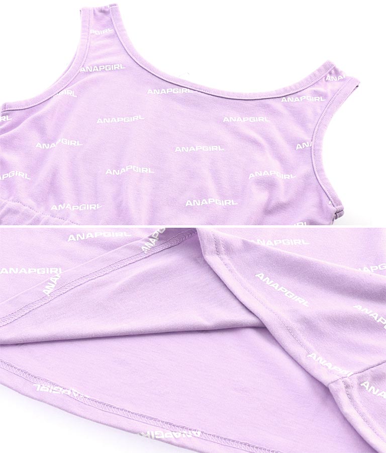 シアー トップス × ロゴ 柄 タンク ワンピース SET 918-7498