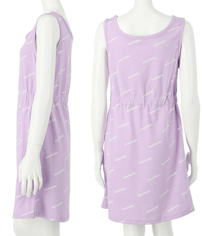 シアー トップス × ロゴ 柄 タンク ワンピース SET 918-7498