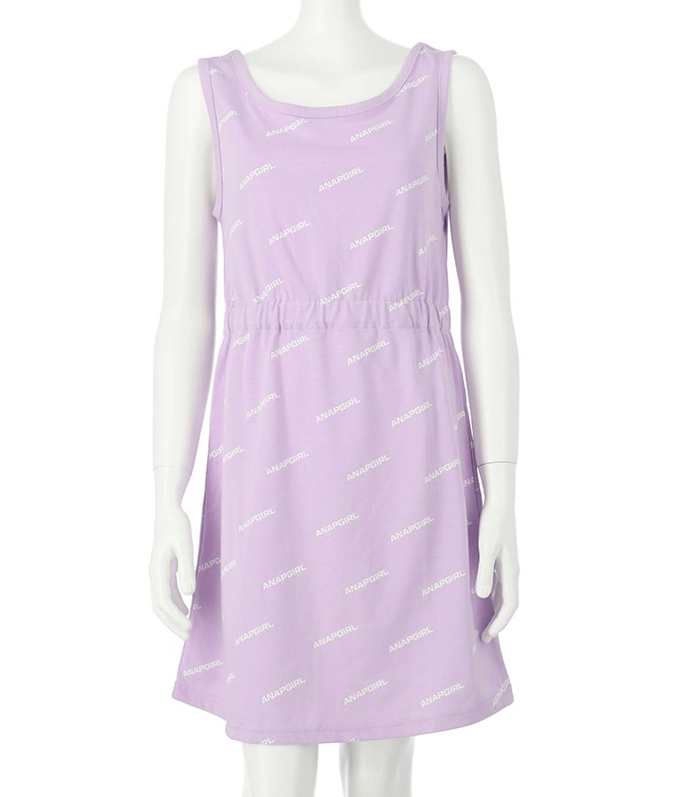 シアー トップス × ロゴ 柄 タンク ワンピース SET 918-7498