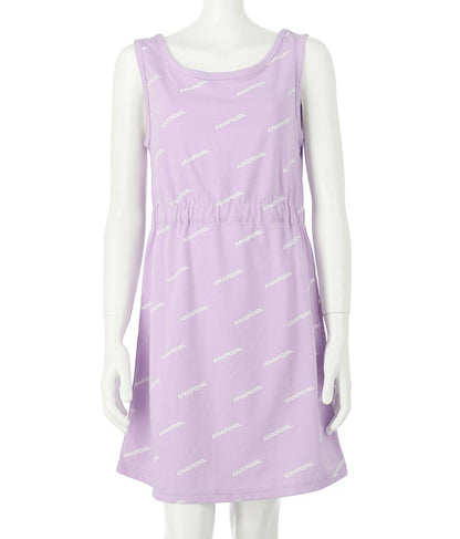 シアー トップス × ロゴ 柄 タンク ワンピース SET 918-7498