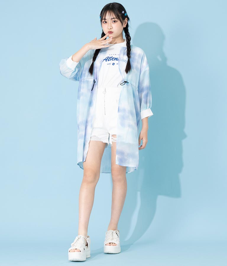 タイダイ シアー カーデ × Tシャツ セット 918-7370