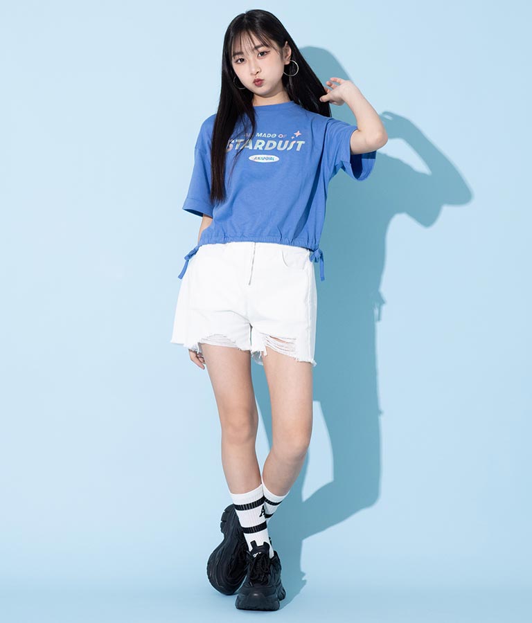 サイド リボン ホログラム プリント Tシャツ 913-7371