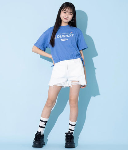 サイド リボン ホログラム プリント Tシャツ 913-7371