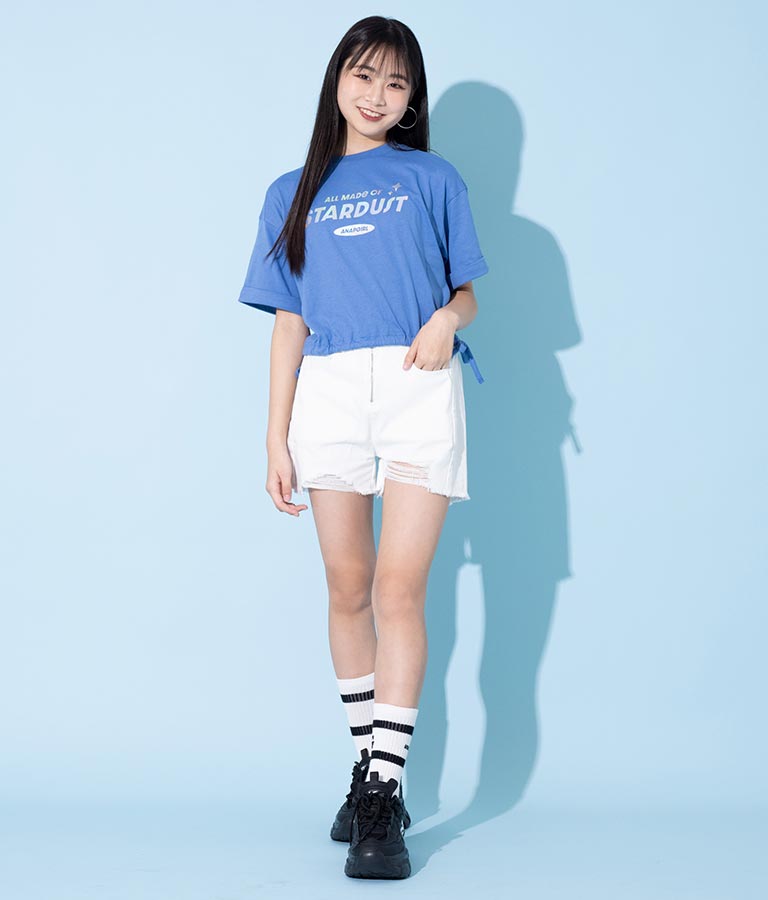 サイド リボン ホログラム プリント Tシャツ 913-7371