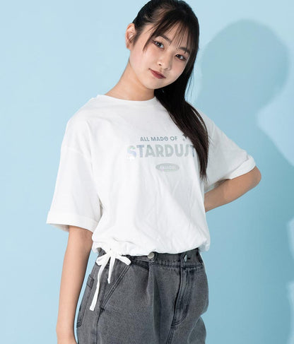 サイド リボン ホログラム プリント Tシャツ 913-7371