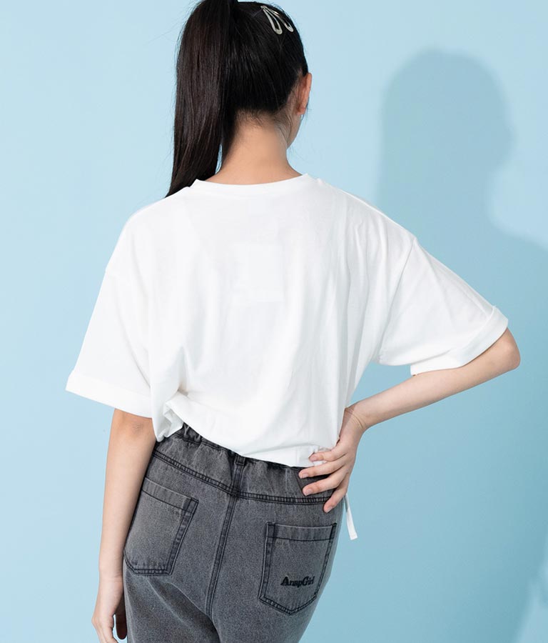 サイド リボン ホログラム プリント Tシャツ 913-7371