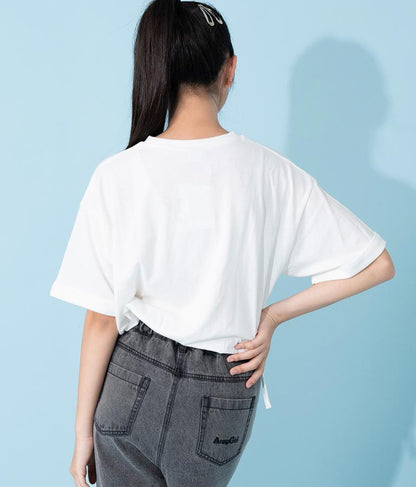 サイド リボン ホログラム プリント Tシャツ 913-7371