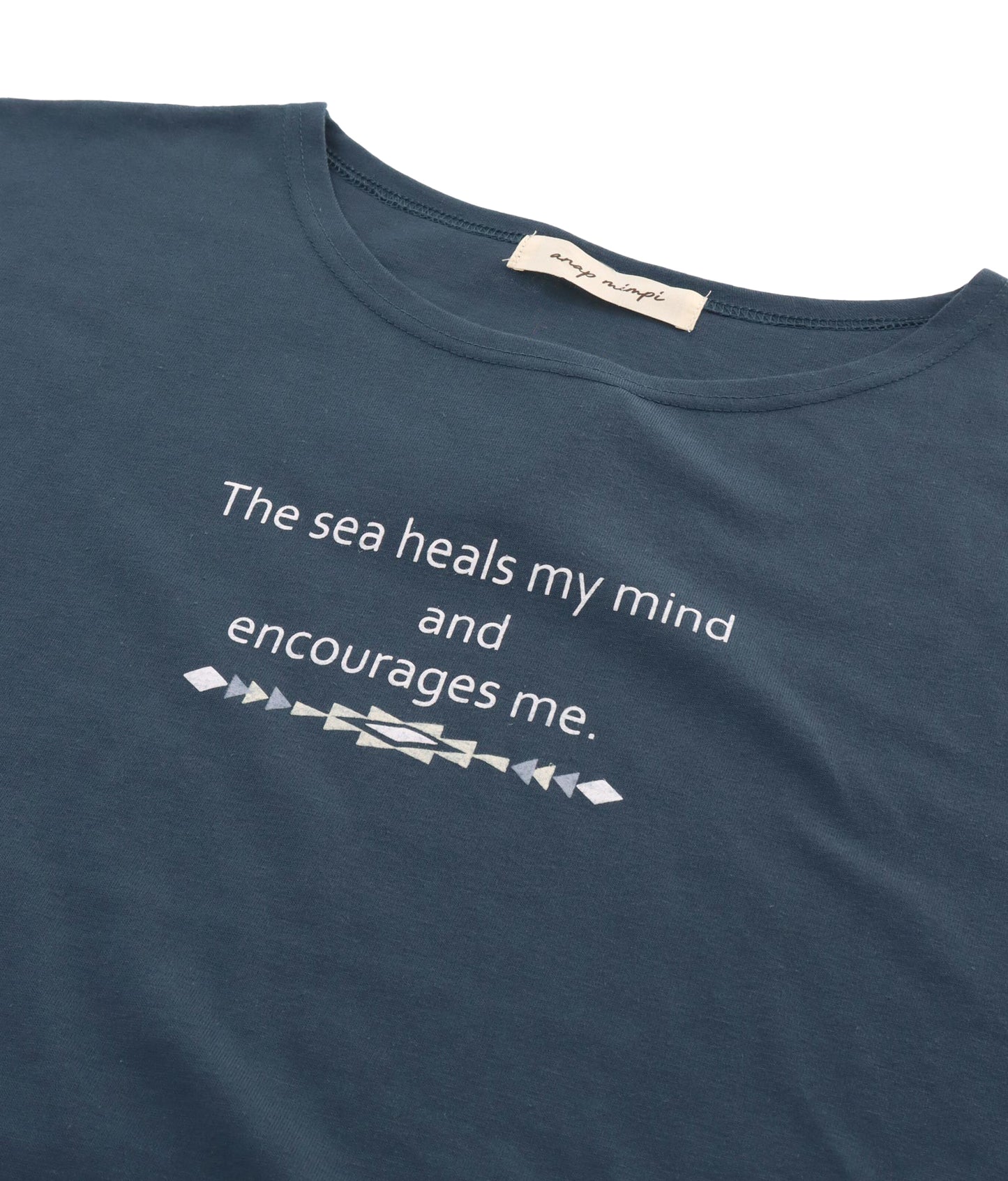 バック オルテガ メッセージ プリント ドルマン Tシャツ 853-5865