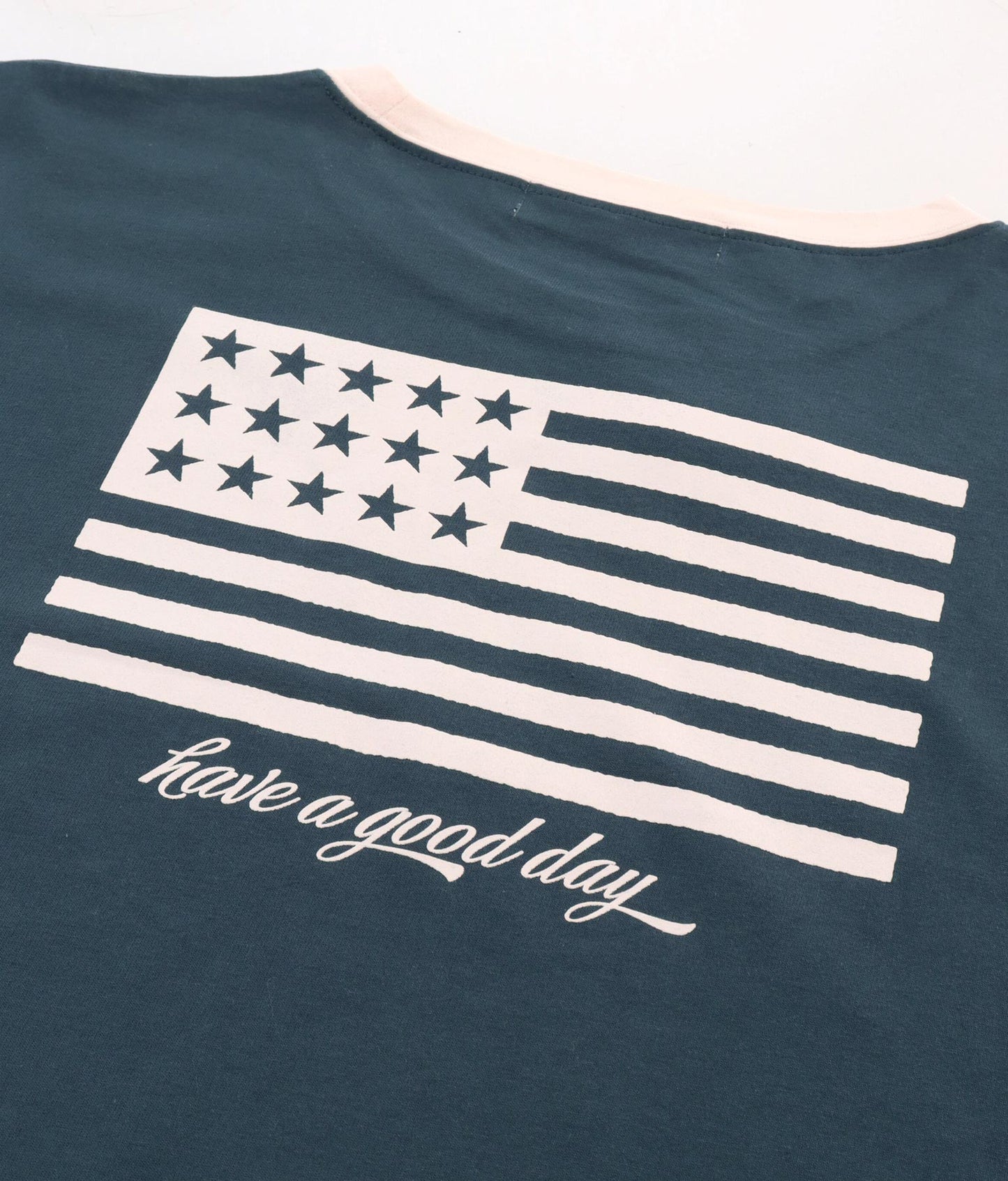 国旗 プリント コットン リンガー Tシャツ 853-5858