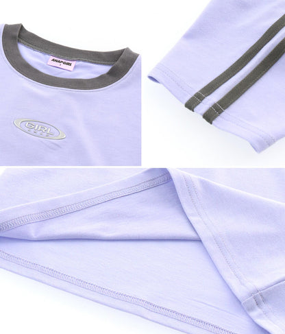 袖 ライン 入り シルバー プリント ミニ Tシャツ 913-7453