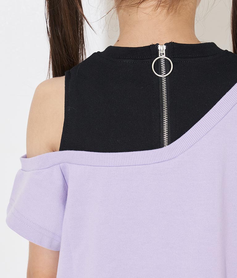 アシンメトリー オフショルダー バックジップ ワンピース 427-3278