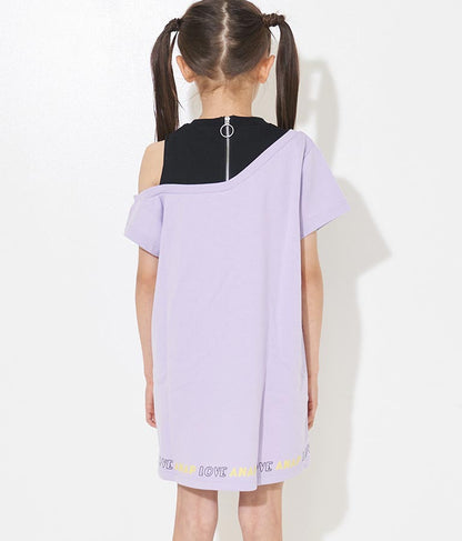 アシンメトリー オフショルダー バックジップ ワンピース 427-3278