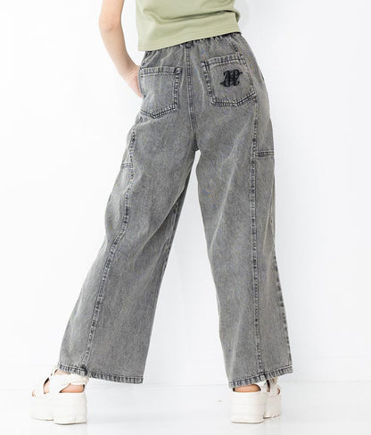 【ティーンズライン】ベルト付 ケミカル ストレート パンツ （M、Lサイズ展開） 912-7501