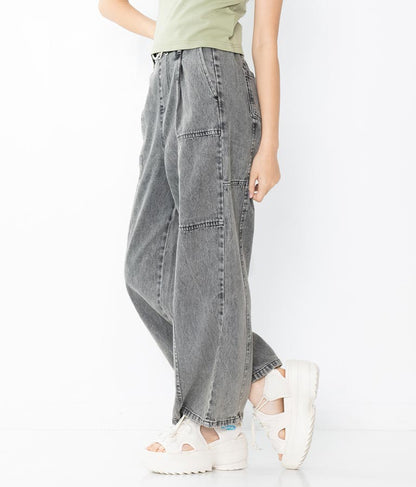 【ティーンズライン】ベルト付 ケミカル ストレート パンツ （M、Lサイズ展開） 912-7501