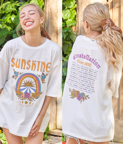 SUN&FLOWER プリント 半袖 ビッグ Tシャツ 853-5870