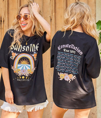 SUN&FLOWER プリント 半袖 ビッグ Tシャツ 853-5870