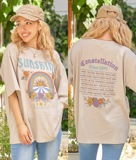 SUN&FLOWER プリント 半袖 ビッグ Tシャツ 853-5870