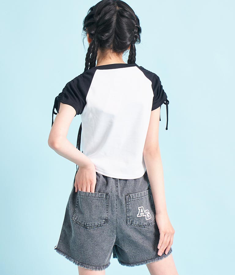 袖 シャーリング 星 モチーフ ミニ Tシャツ 913-7530