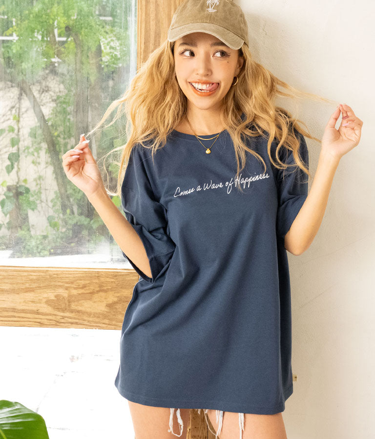 メッセージ プリント ビッグ Tシャツ 853-5854