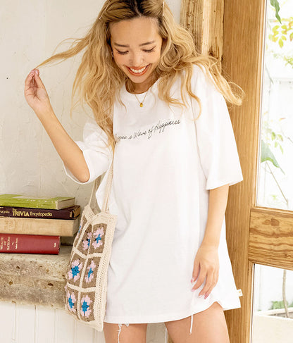 メッセージ プリント ビッグ Tシャツ 853-5854